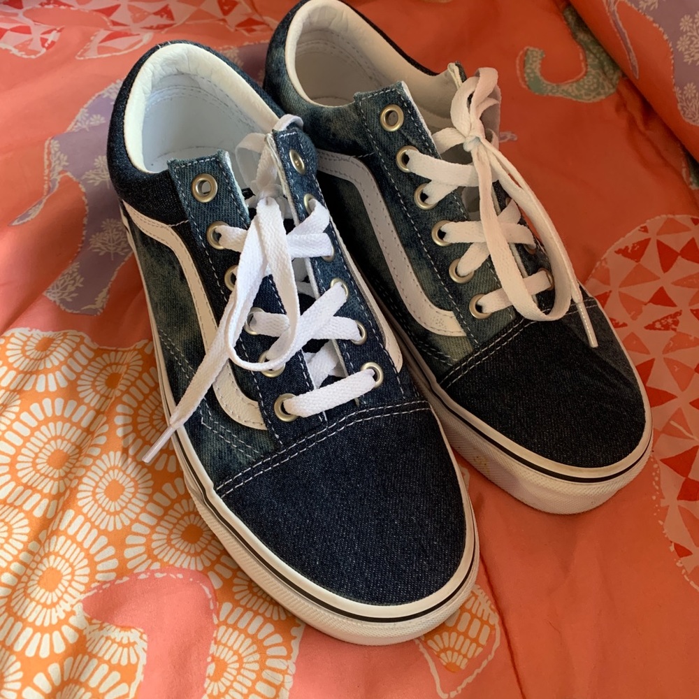 Vans Denim Shoes Like New wore once inside size Ladies 6.5 or Men’s 5